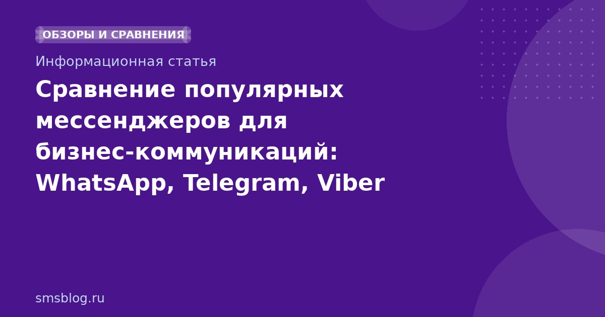 Сравнение популярных мессенджеров для бизнескоммуникаций: WhatsApp, Telegram, Viber